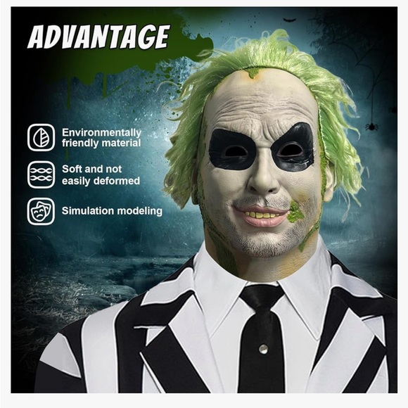 Beetlegeuse Head Mask. Wear for Halloween, A party, Masquerade Ball, Dress up. - Picture 3 of 8